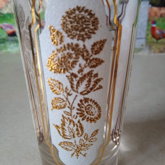 vintage 60s frosted floral highball glass x8 set - Picture 3 of 9